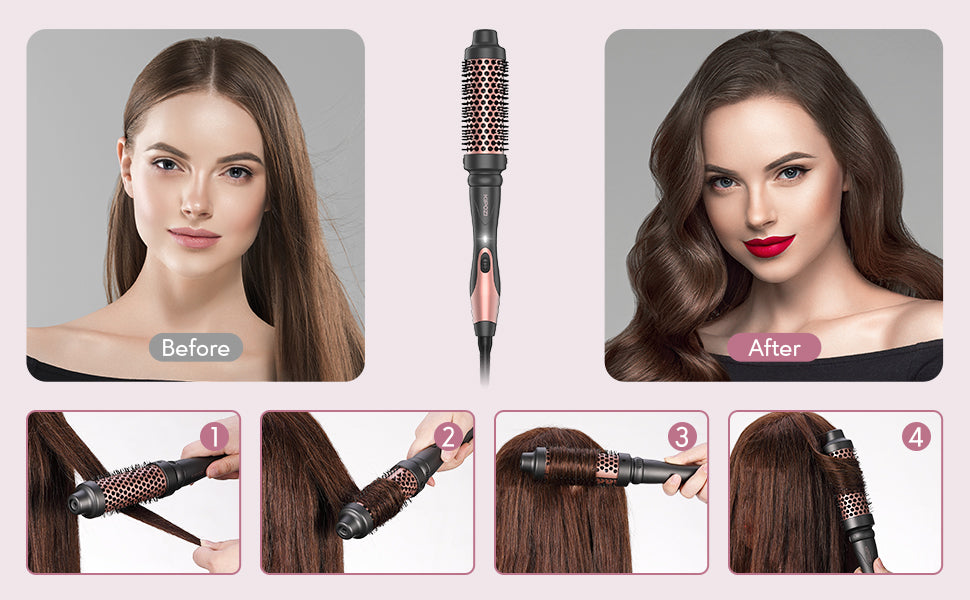 KIPOZI Professional Curling Iron 5-in-1 Hair Tools Instant Heating Electric Curling Iron Hot Air Brush Ceramic Barrels for Woman