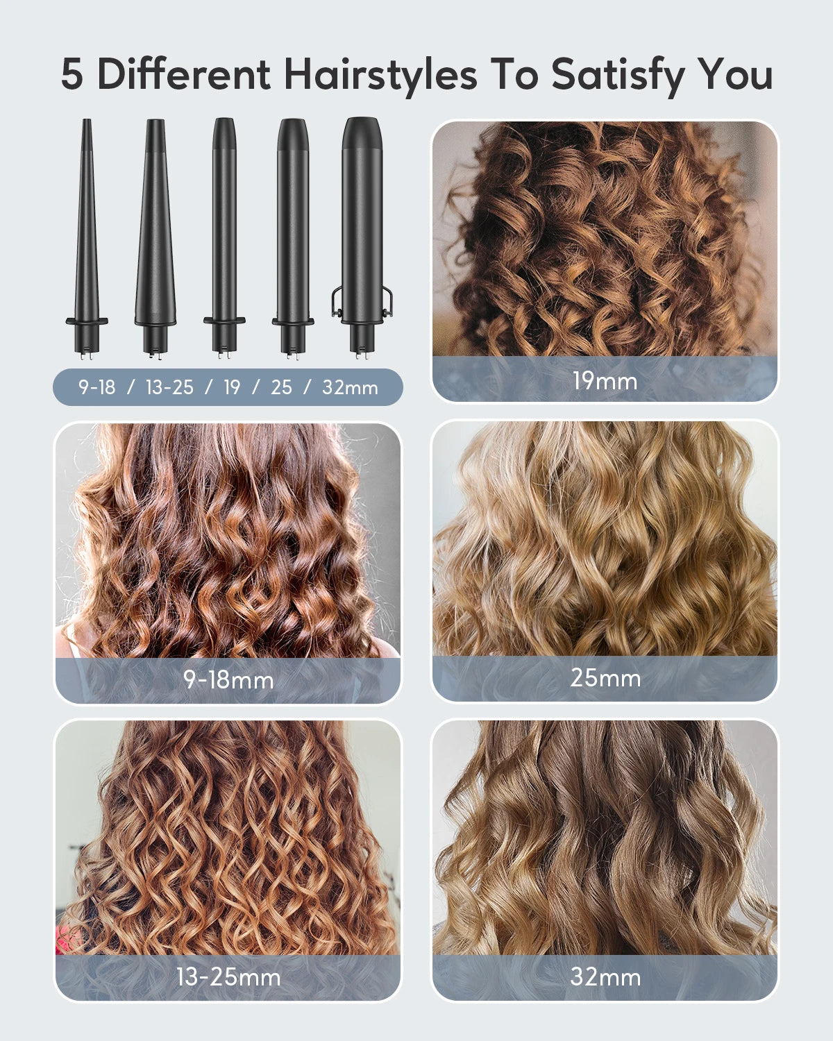 KIPOZI Professional Curling Iron 5-in-1 Hair Tools Instant Heating Electric Curling Iron Hot Air Brush Ceramic Barrels for Woman