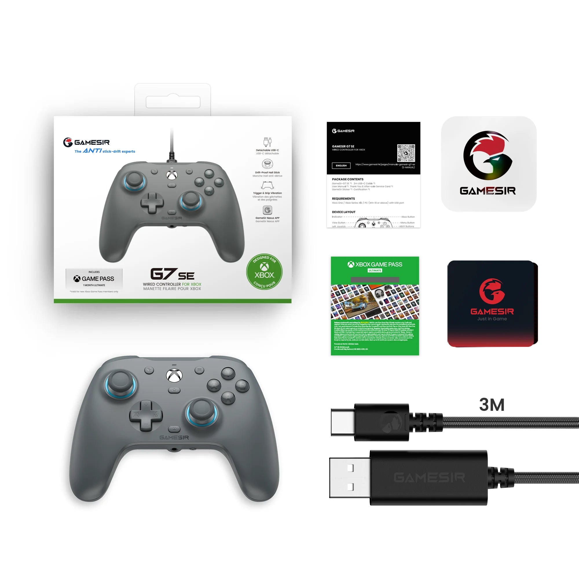 GameSir G7 SE Xbox Gaming Controller Gamepad for Xbox Series X, Xbox Series S, Xbox One, Hall Joystick PC, Replaceable panels