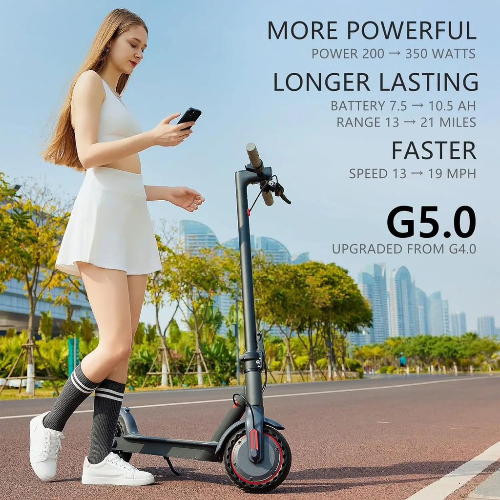 G5.0 Electric Scooter 36V High Capacity Battery 16Miles Long Range 19Mph 350W Motor 8.5Inch Tyres Foldable AOVOPRO Escooter