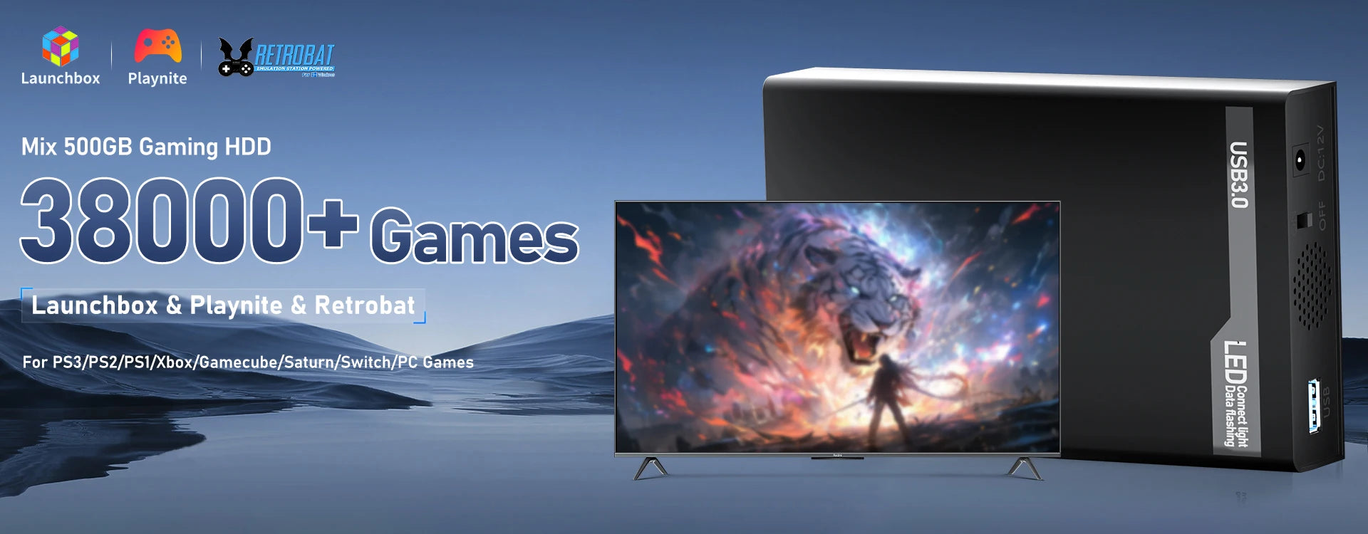 Play Zone 1TB Gaming SSD 80+ Emulator for PS5/PS4/Switch/XBOX/PS3/PS2 with 16191 Games Playnite&Launchbox&Retrobat for PC/Laptop