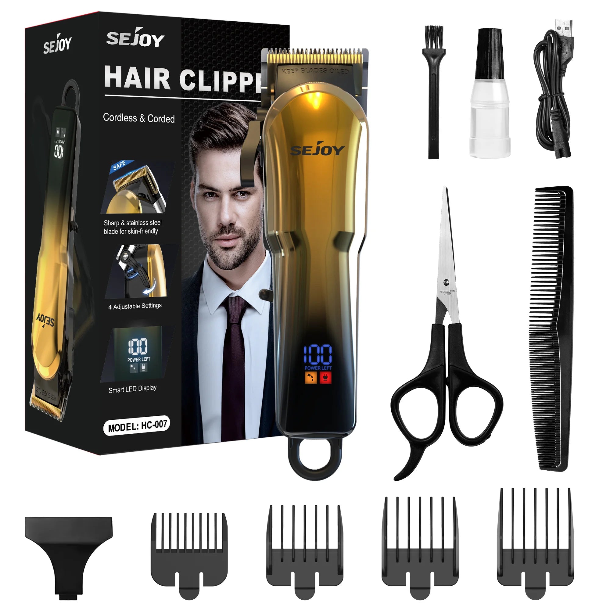 SEJOY Electric Shaver for Men,Hair Trimmer,Nose Hair Scissors,Facial Cleanser, Facial Massager Rechargeable Shaving Machine