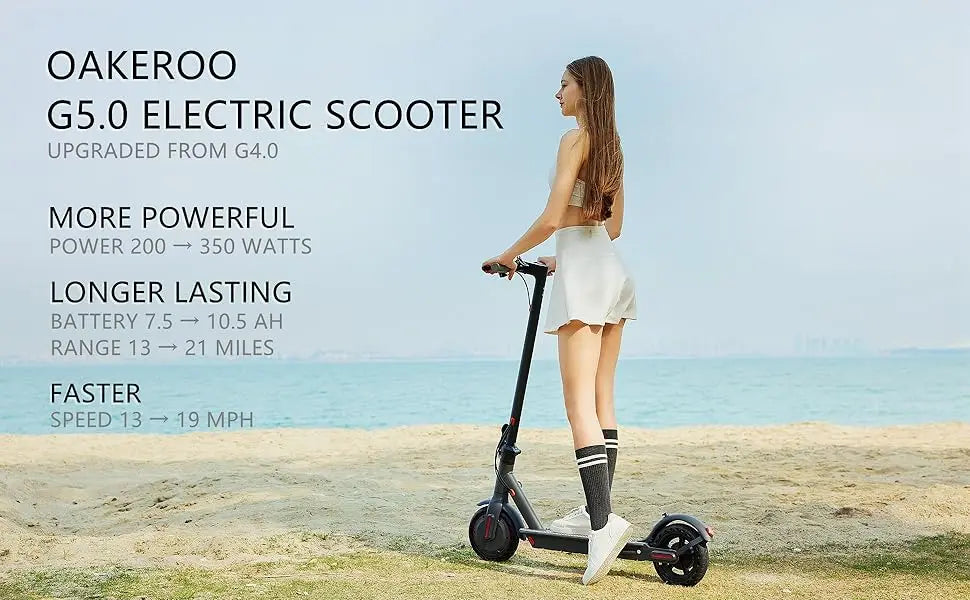G5.0 Electric Scooter 36V High Capacity Battery 16Miles Long Range 19Mph 350W Motor 8.5Inch Tyres Foldable AOVOPRO Escooter