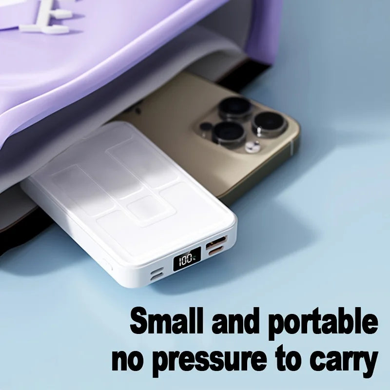 Large capacity 10000 mAh portable charging treasure, support dual device fast charging, travel daily multi-functional convenient