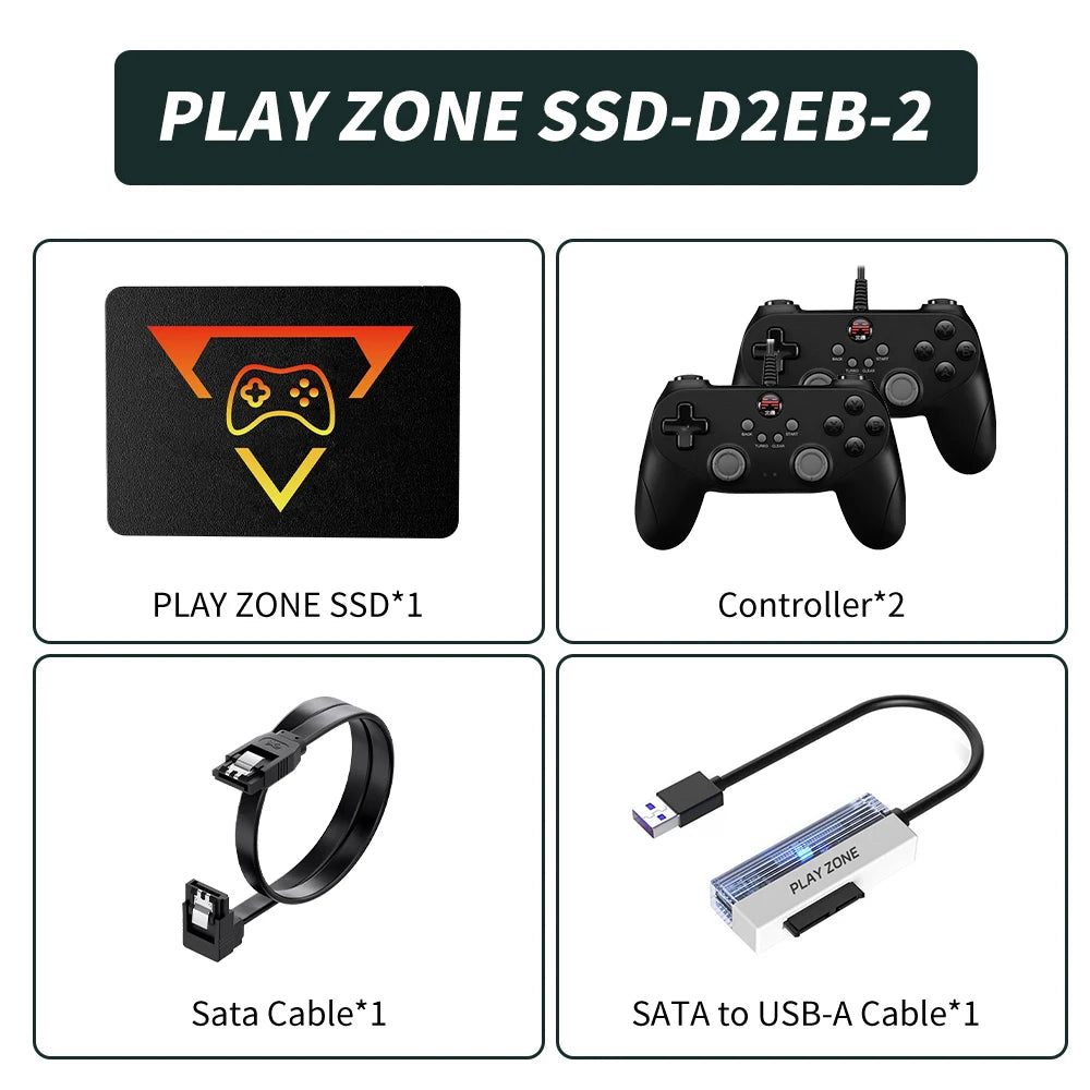 Play Zone 1TB Gaming SSD 80+ Emulator for PS5/PS4/Switch/XBOX/PS3/PS2 with 16191 Games Playnite&Launchbox&Retrobat for PC/Laptop