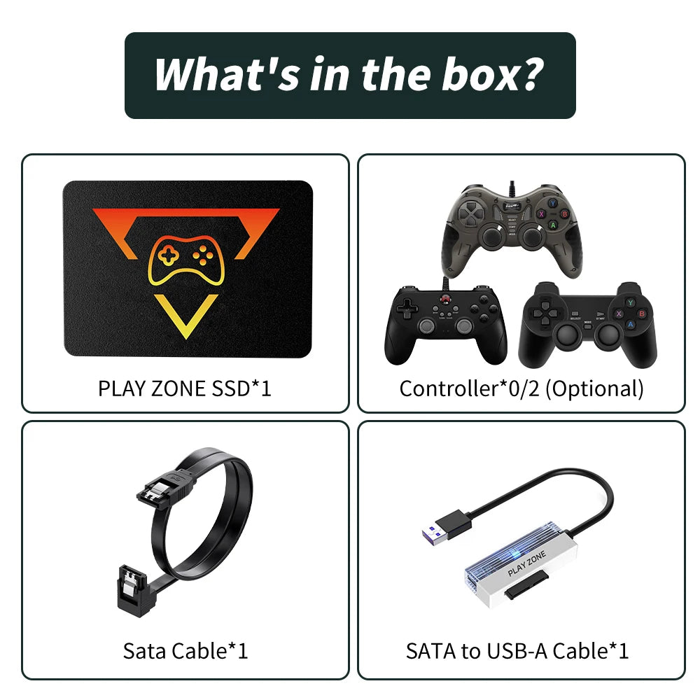 Play Zone 1TB Gaming SSD 80+ Emulator for PS5/PS4/Switch/XBOX/PS3/PS2 with 16191 Games Playnite&Launchbox&Retrobat for PC/Laptop