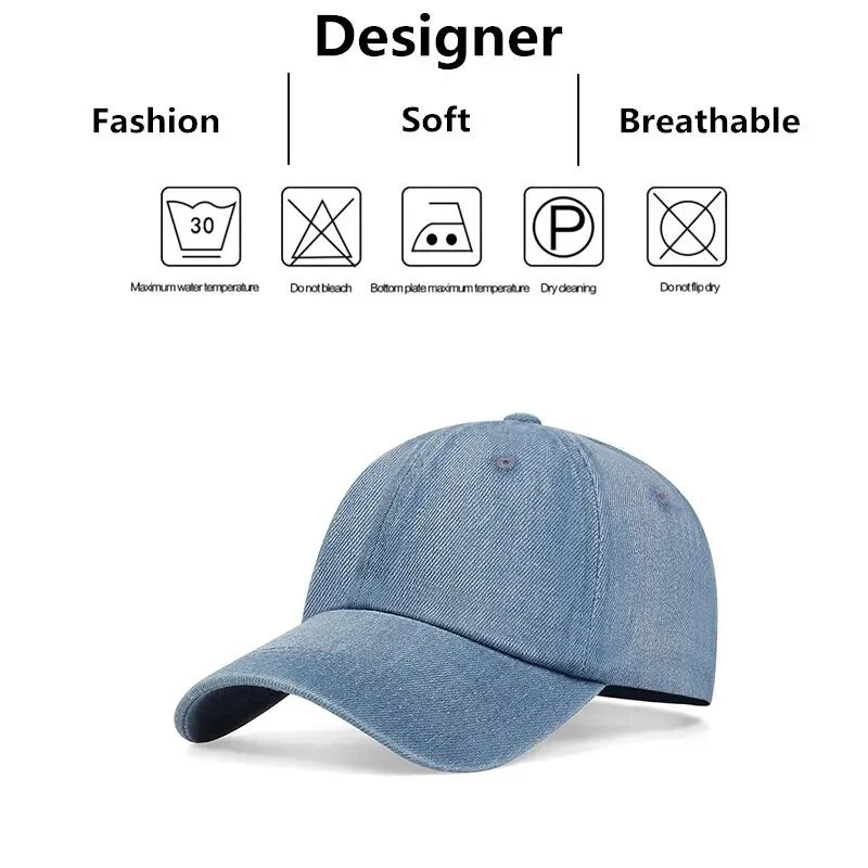 Unisex Light Board Denim Washed With Water Baseball Caps Spring And Autumn Outdoor Adjustable Casual Hats Sunscreen Hat